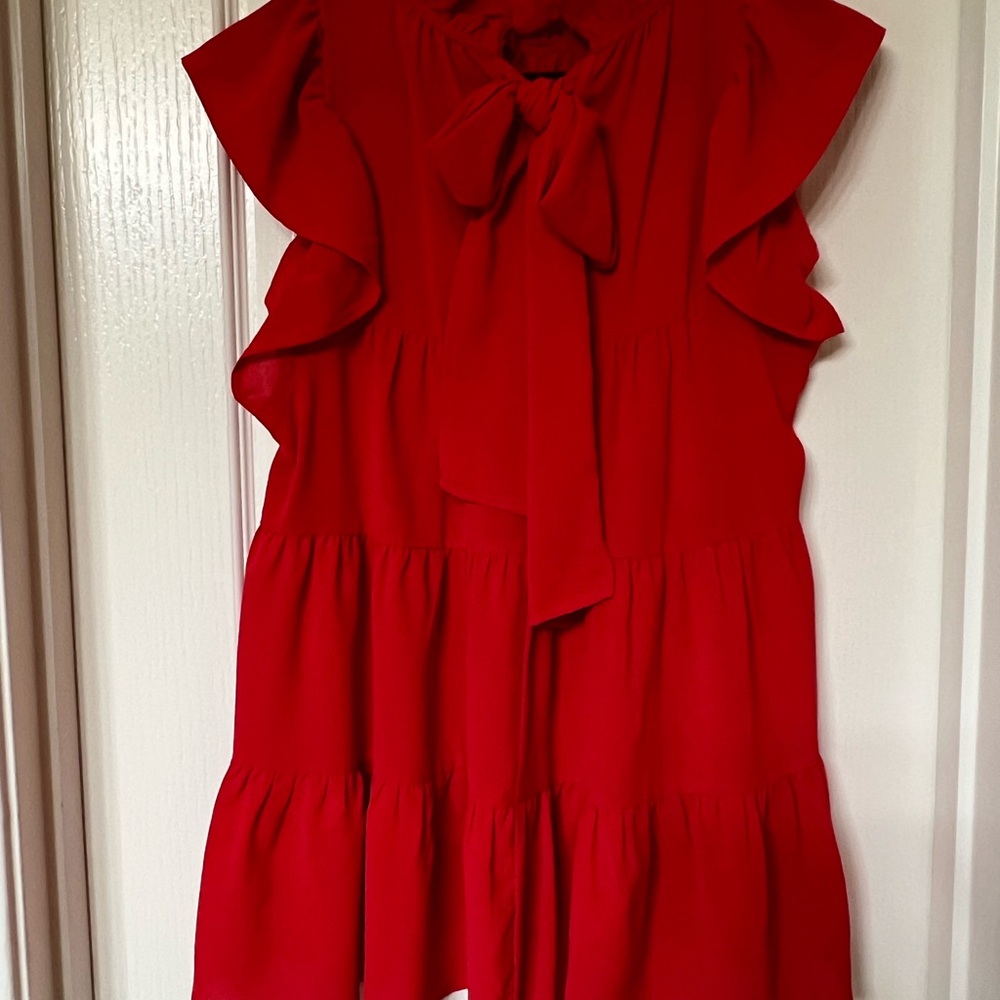 Entro Women's Red Ruffle Blouse - Picture 2 of 3